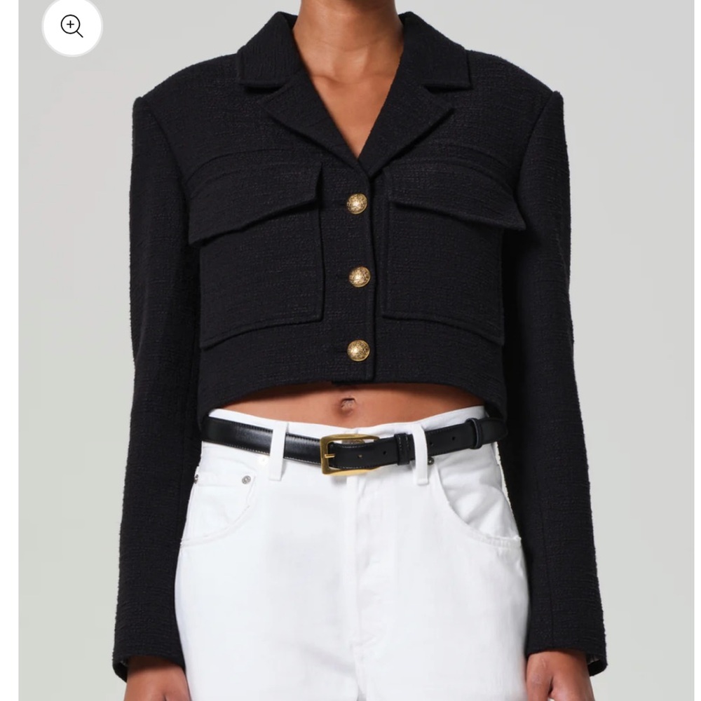 NWT Citizens of Humanity Black Cropped Padma Cotton Blazer Jacket Size Small